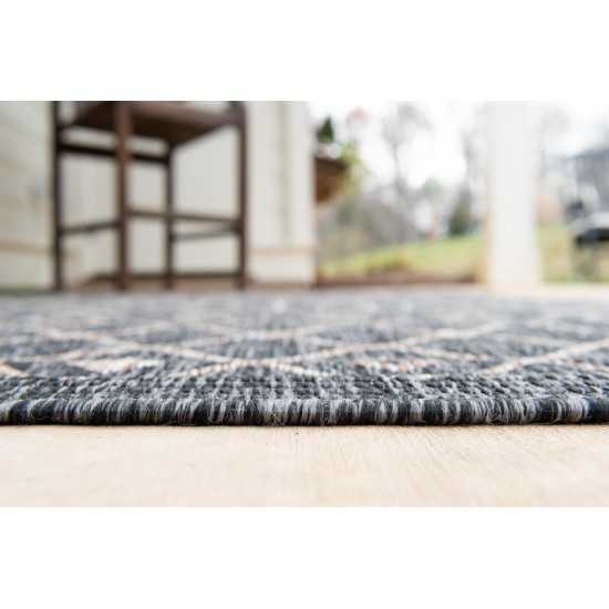 Rug Unique Loom Outdoor Trellis Charcoal Gray Round 5' 3 x 5' 3