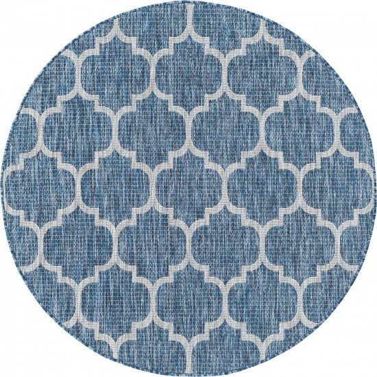 Rug Unique Loom Outdoor Trellis Navy Blue Round 5' 0 x 5' 0