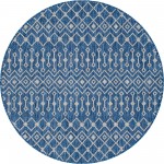 Rug Unique Loom Outdoor Trellis Blue Round 5' 0 x 5' 0