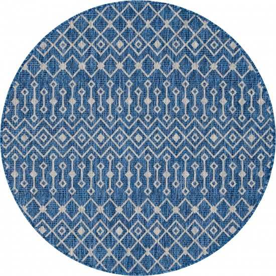 Rug Unique Loom Outdoor Trellis Blue Round 5' 0 x 5' 0