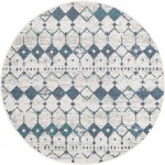 Rug Unique Loom Outdoor Trellis Ivory/Blue Round 4' 0 x 4' 0