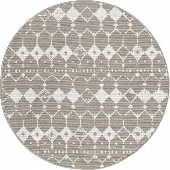 Rug Unique Loom Outdoor Trellis Gray Round 4' 0 x 4' 0