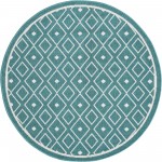 Rug Unique Loom Outdoor Trellis Teal Round 4' 0 x 4' 0