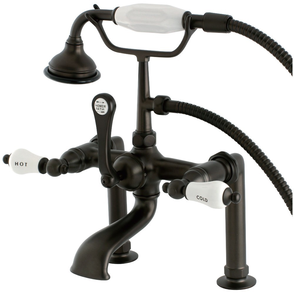 Kingston Brass Auqa Vintage Deck Mount Clawfoot Tub Faucet, Oil Rubbed Bronze