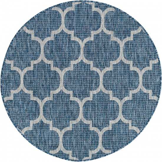 Rug Unique Loom Outdoor Trellis Navy Blue Round 4' 0 x 4' 0