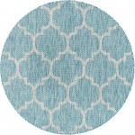 Rug Unique Loom Outdoor Trellis Aquamarine Round 4' 0 x 4' 0