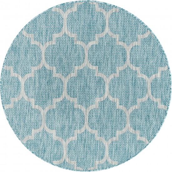 Rug Unique Loom Outdoor Trellis Aquamarine Round 4' 0 x 4' 0