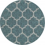 Rug Unique Loom Outdoor Trellis Teal Round 4' 0 x 4' 0