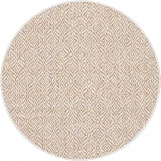 Rug Unique Loom Outdoor Trellis Tan Round 4' 0 x 4' 0