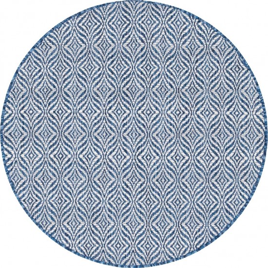 Rug Unique Loom Outdoor Trellis Navy Blue Round 4' 0 x 4' 0