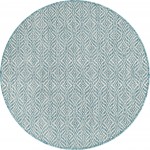 Rug Unique Loom Outdoor Trellis Blue Round 4' 0 x 4' 0