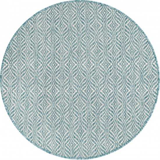 Rug Unique Loom Outdoor Trellis Blue Round 4' 0 x 4' 0