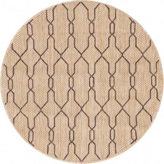 Rug Unique Loom Outdoor Trellis Tan Round 4' 0 x 4' 0