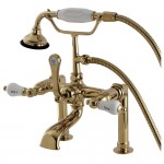 Kingston Brass Auqa Vintage Deck Mount Clawfoot Tub Faucet, Polished Brass