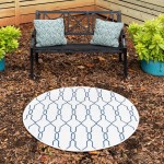 Rug Unique Loom Outdoor Trellis Ivory Round 4' 0 x 4' 0