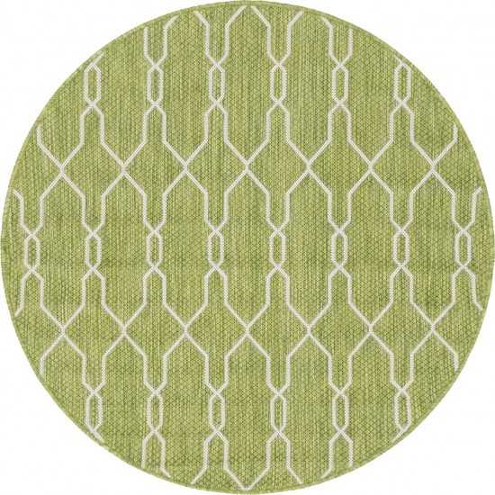 Rug Unique Loom Outdoor Trellis Green Round 4' 0 x 4' 0