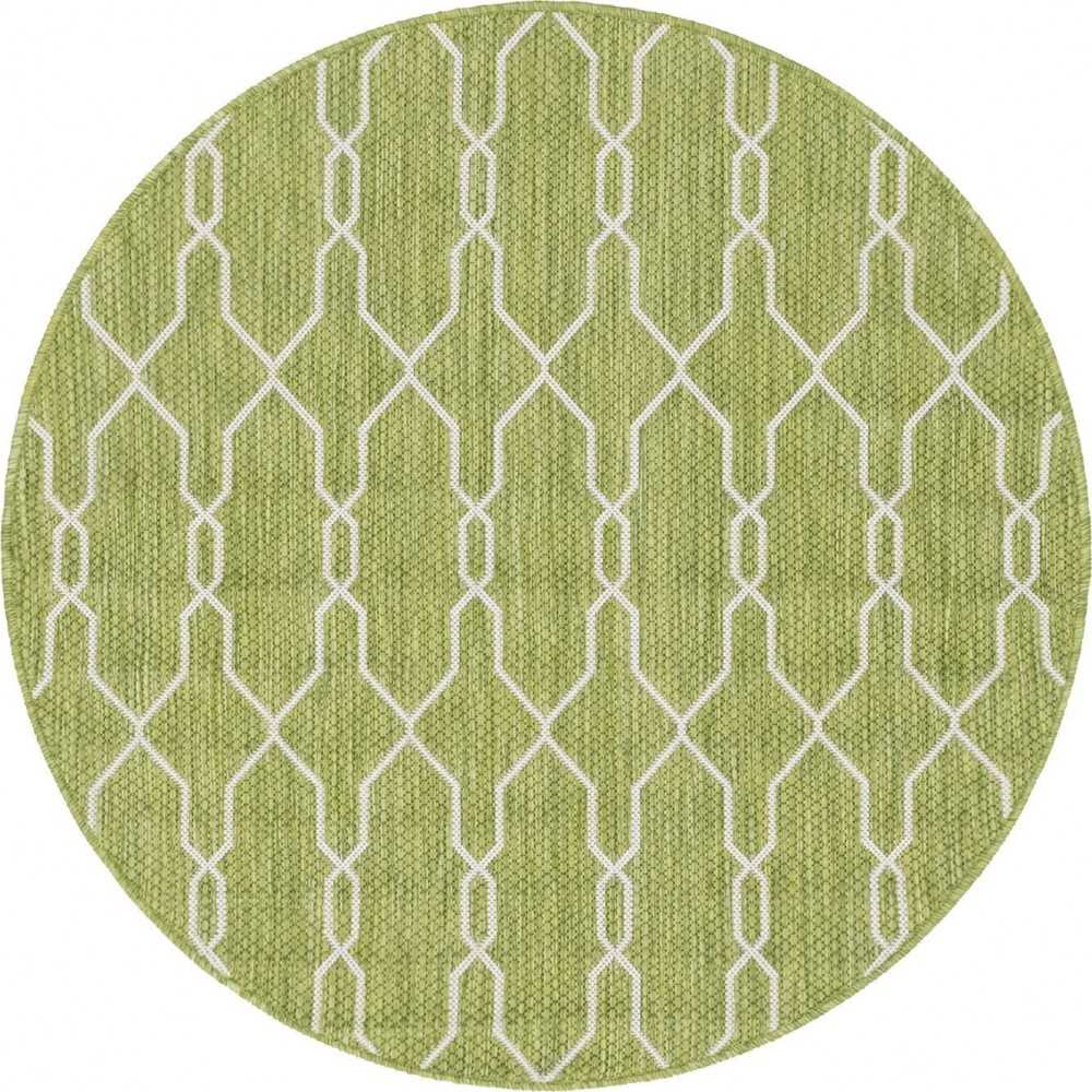 Rug Unique Loom Outdoor Trellis Green Round 4' 0 x 4' 0