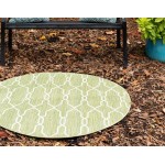 Rug Unique Loom Outdoor Trellis Green Round 4' 0 x 4' 0