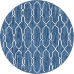 Rug Unique Loom Outdoor Trellis Navy Blue Round 4' 0 x 4' 0