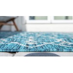 Rug Unique Loom Outdoor Trellis Teal Round 4' 0 x 4' 0