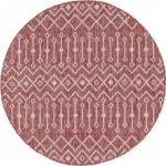 Rug Unique Loom Outdoor Trellis Rust Red Round 4' 0 x 4' 0