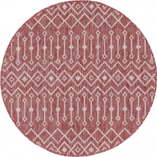 Rug Unique Loom Outdoor Trellis Rust Red Round 4' 0 x 4' 0