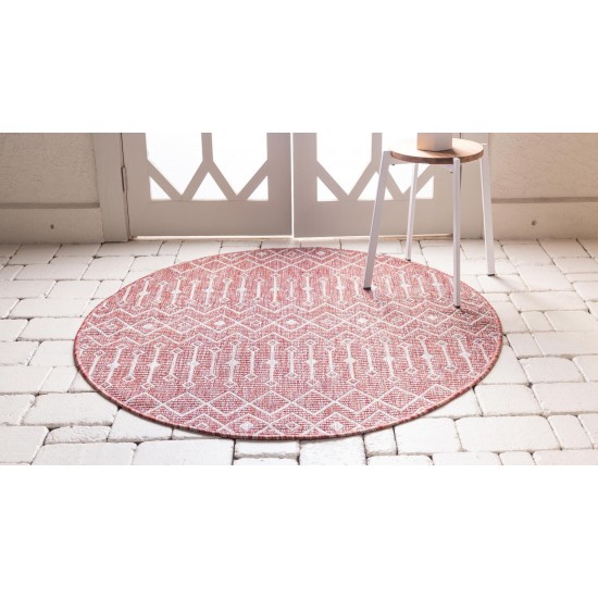 Rug Unique Loom Outdoor Trellis Rust Red Round 4' 0 x 4' 0