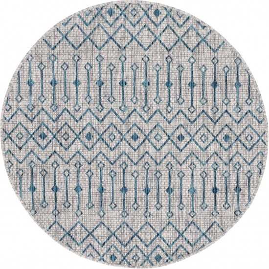 Rug Unique Loom Outdoor Trellis Gray Round 4' 0 x 4' 0