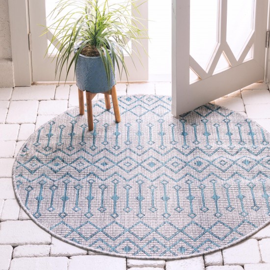 Rug Unique Loom Outdoor Trellis Gray Round 4' 0 x 4' 0