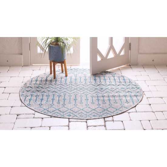 Rug Unique Loom Outdoor Trellis Gray Round 4' 0 x 4' 0