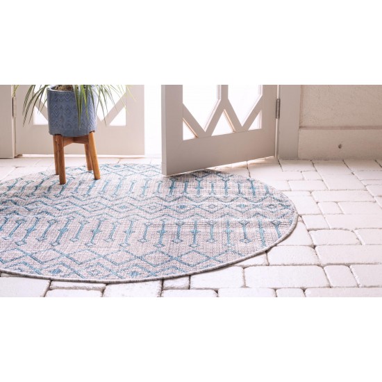Rug Unique Loom Outdoor Trellis Gray Round 4' 0 x 4' 0