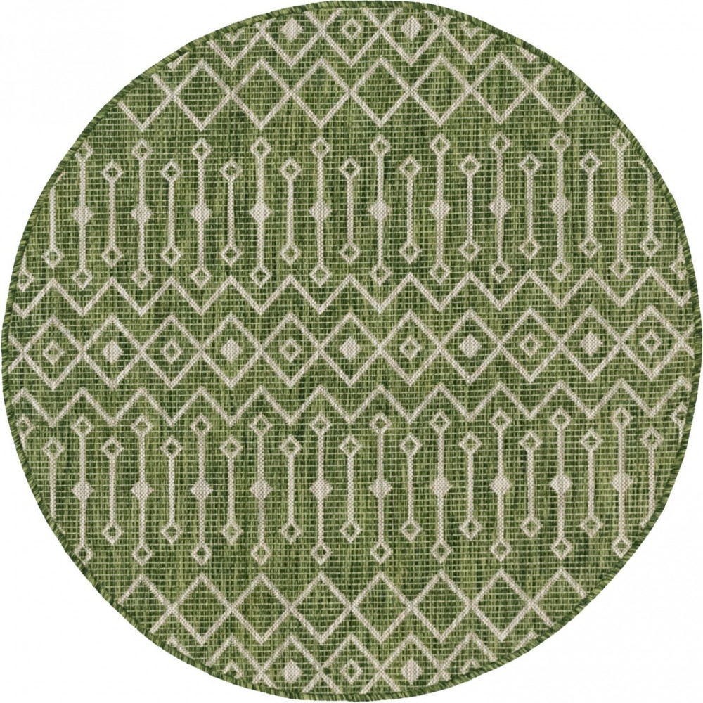 Rug Unique Loom Outdoor Trellis Green Round 4' 0 x 4' 0