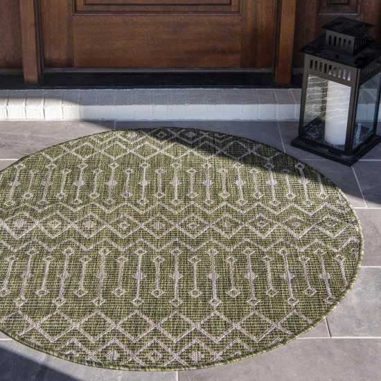 Rug Unique Loom Outdoor Trellis Green Round 4' 0 x 4' 0