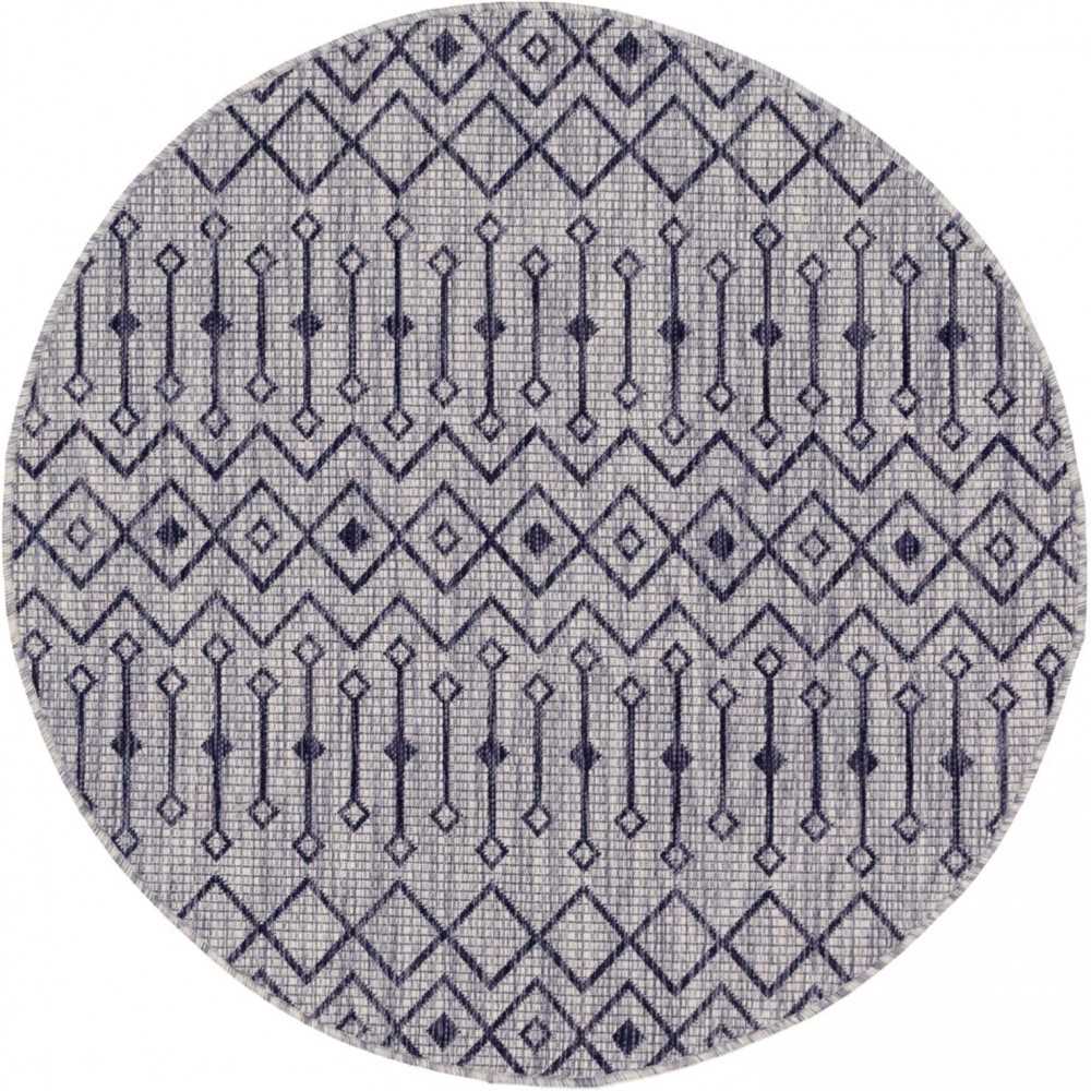 Rug Unique Loom Outdoor Trellis Light Gray Round 4' 0 x 4' 0