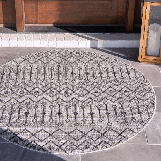 Rug Unique Loom Outdoor Trellis Light Gray Round 4' 0 x 4' 0