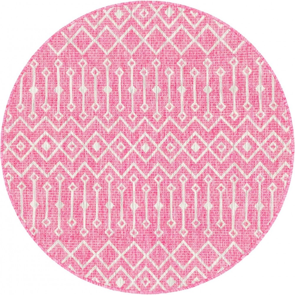 Rug Unique Loom Outdoor Trellis Pink Round 4' 0 x 4' 0 Rug Unique Loom Outdoor Trellis Pink Round 4' 0 x 4' 0