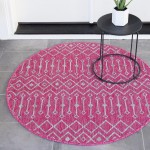 Rug Unique Loom Outdoor Trellis Pink Round 4' 0 x 4' 0