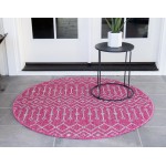 Rug Unique Loom Outdoor Trellis Pink Round 4' 0 x 4' 0