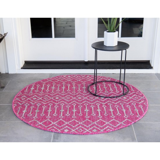 Rug Unique Loom Outdoor Trellis Pink Round 4' 0 x 4' 0