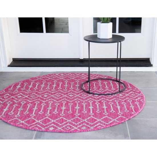 Rug Unique Loom Outdoor Trellis Pink Round 4' 0 x 4' 0