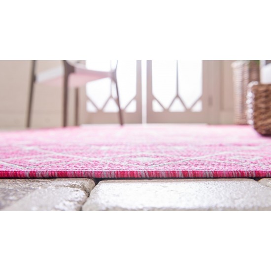 Rug Unique Loom Outdoor Trellis Pink Round 4' 0 x 4' 0
