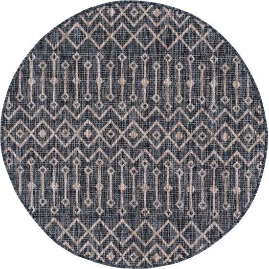 Rug Unique Loom Outdoor Trellis Charcoal Gray Round 4' 0 x 4' 0