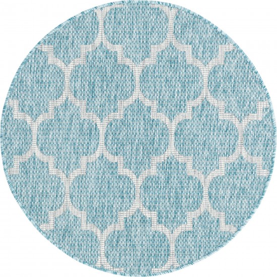 Rug Unique Loom Outdoor Trellis Aquamarine Round 3' 3 x 3' 3