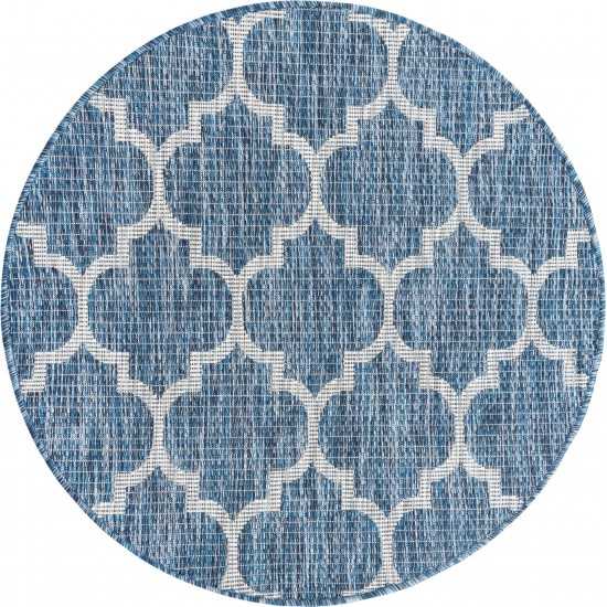 Rug Unique Loom Outdoor Trellis Navy Blue Round 3' 3 x 3' 3