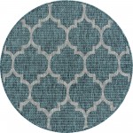 Rug Unique Loom Outdoor Trellis Teal Round 3' 3 x 3' 3