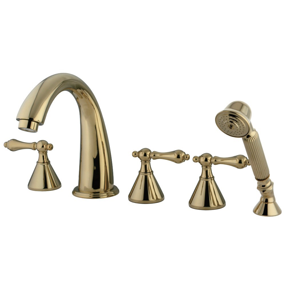 Kingston Brass Roman Tub Faucet 5 Pieces with Hand Shower, Polished Brass Kingston Brass Roman Tub Faucet 5 Pieces with Hand Shower, Polished Brass