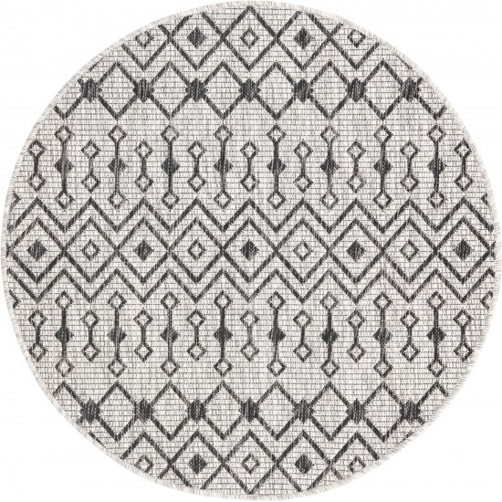 Rug Unique Loom Outdoor Trellis Light Gray Round 3' 3 x 3' 3