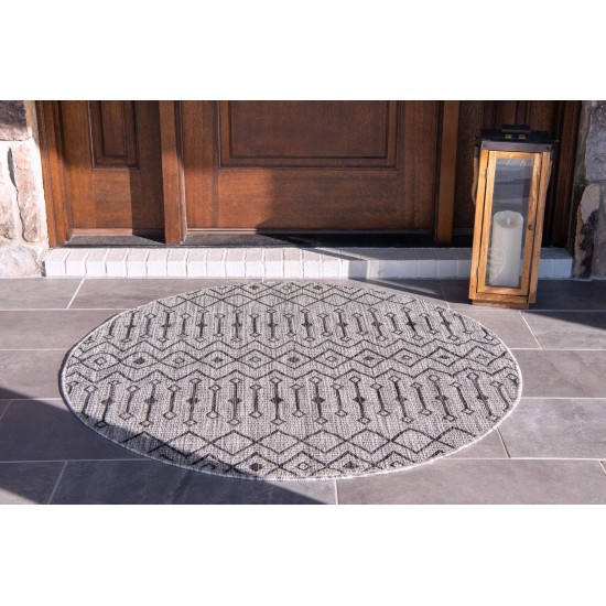 Rug Unique Loom Outdoor Trellis Light Gray Round 3' 3 x 3' 3