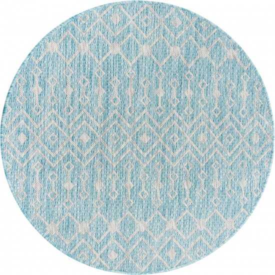 Rug Unique Loom Outdoor Trellis Aqua Blue Round 3' 3 x 3' 3