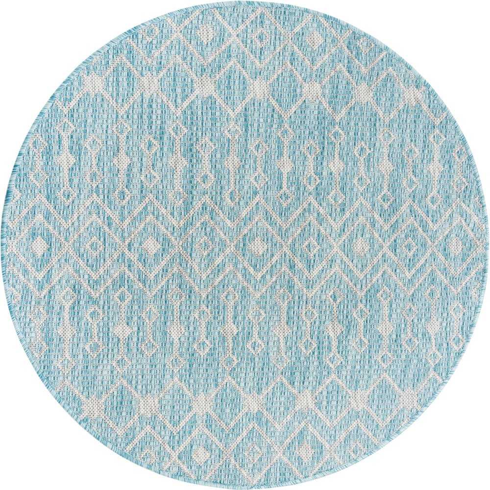 Rug Unique Loom Outdoor Trellis Aqua Blue Round 3' 3 x 3' 3 Rug Unique Loom Outdoor Trellis Aqua Blue Round 3' 3 x 3' 3